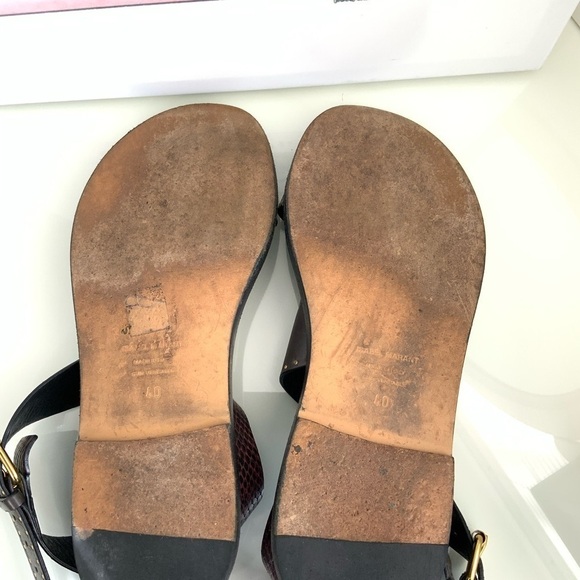 ISABEL MARANT JUZEE FLAT SNAKE-PRINT CRISSCROSS SANDALS - Picture 6 of 6